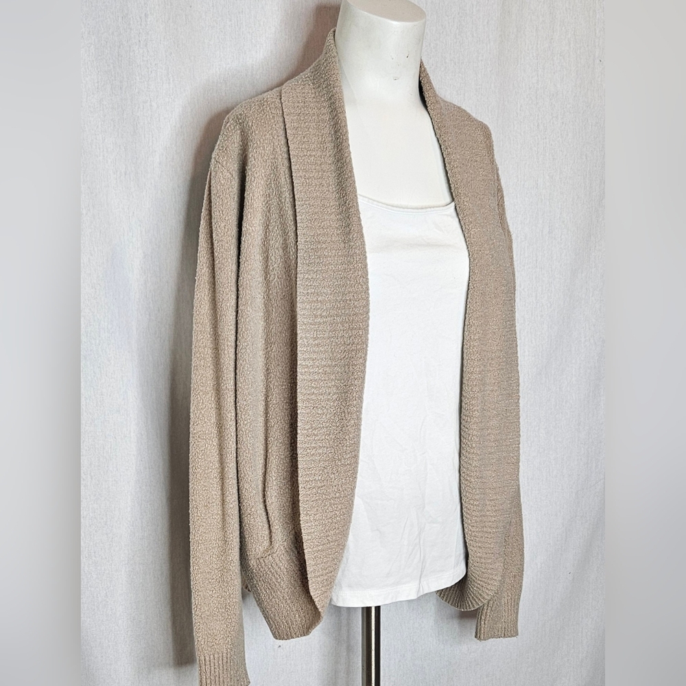 Rachel Zoe LA‎ NY Khaki Tan Open-Front Textured Knit Cardigan w Pockets Size M